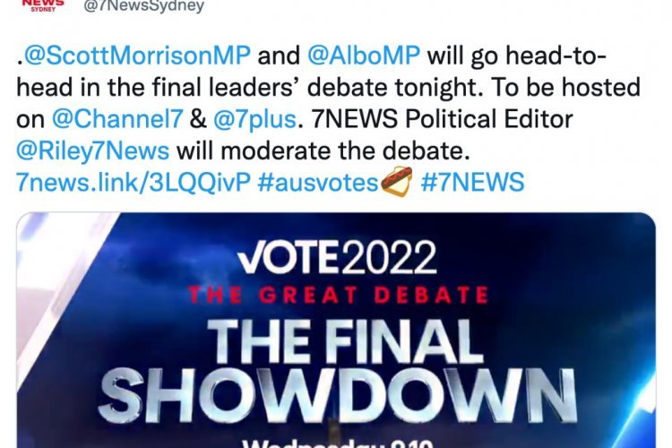 Oops. The final leaders’ debate “tonight”